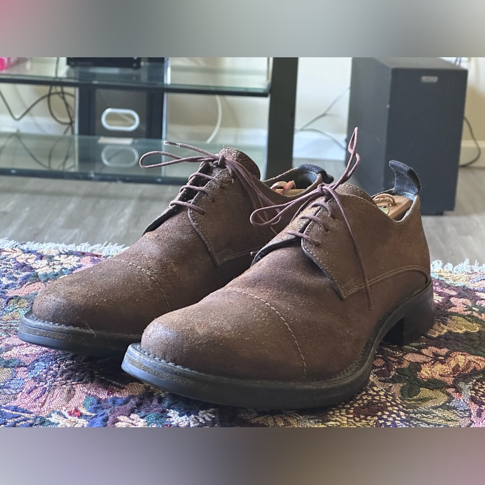 MIU MIU PRADA Cap-toe Dirty Brown Suede Men’s Shoes Size UK 6E US 7